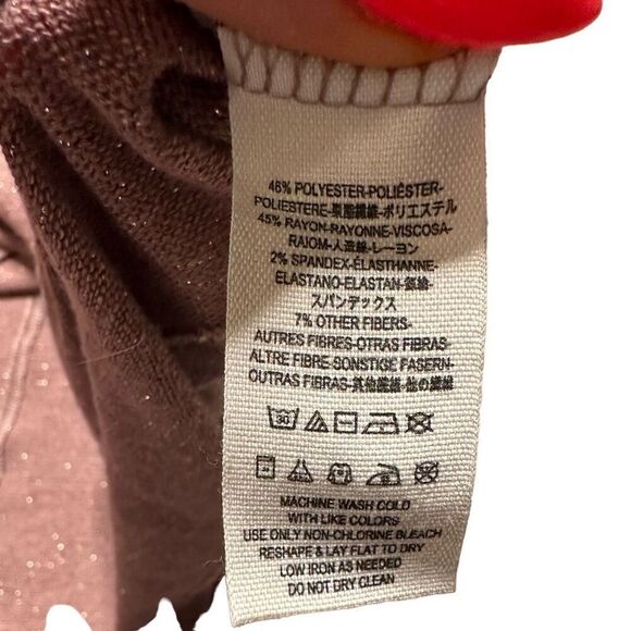 FREE PEOPLE Women’s Mauve Gold Sparkle Long Sleeve Valencia Cowl Neck Sweater Si - Picture 5 of 7